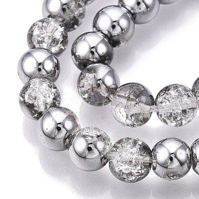 Electroplated Crackle Glass Beads Strands EGLA-N014-6mm-03-1