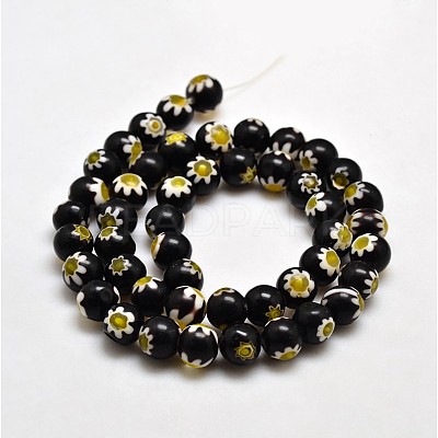 Round Millefiori Glass Beads Strands X-LK-P002-08-1