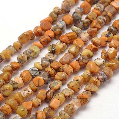 Natural Yellow Moss Agate Beads Strands G-F465-10-1
