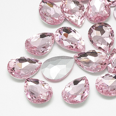 Pointed Back Glass Rhinestone Cabochons RGLA-T081-13x18mm-10-1