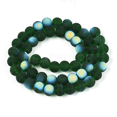 Frosted Transparent Glass Beads Strands GLAA-T032-T8mm-MBB22-1