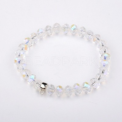 Glass Rondelle Bead Stretch Bracelets BJEW-JB01551-04-1