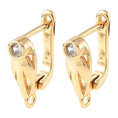 SHEGRACE Brass Micro Pave Cubic Zirconia Hoop Earring Findings XGRQ79128-940G-1
