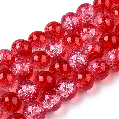 Transparent Crackle Baking Paint Glass Beads Strands DGLA-T003-01C-08-1