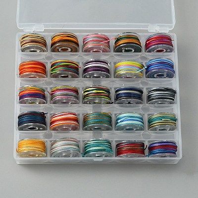 25 Rolls 25 Colors Round Segment Dyed Waxed Polyester Thread String YC-YW0001-02C-1