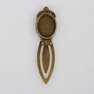 Antique Bronze Iron Bookmark Cabochon Settings PALLOY-N0084-01AB-NF-1
