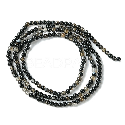 Dyed & Heated Natural Black Agate Bead Strands X-G-A130-2mm-K01-1