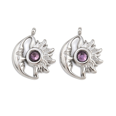 304 Stainless Steel Rhinestone Pendants STAS-Z166-24P-02-1
