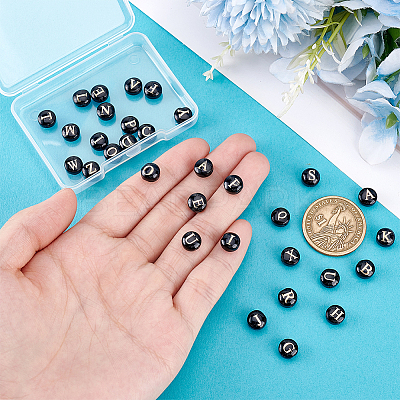 32Pcs 26 Style Natural Black Stone and Gold Enamel Beads G-PH0003-23-1
