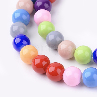 Baking Paint Glass Beads Strands DGLA-MSMC001-12-1