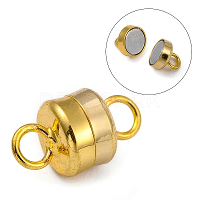 Column Brass Magnetic Clasps with Loops KK-M064-G-NR-1