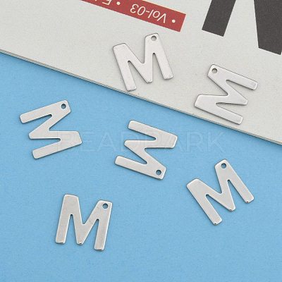 Tarnish Resistant 304 Stainless Steel Letter Charms X-STAS-O072-M-1