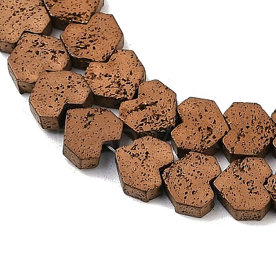 Electroplated Natural Lava Rock Beads Strands G-K388-04A-05-1