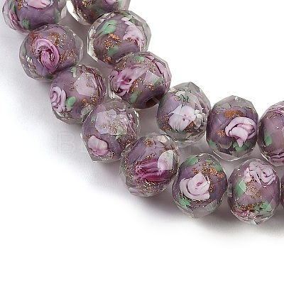 Handmade Gold Sand Lampwork Beads Strands LAMP-R141-10mm-25-1
