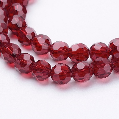 Faceted(32 Facets) Glass Round Beads Strands X-EGLA-J042-6mm-20-1