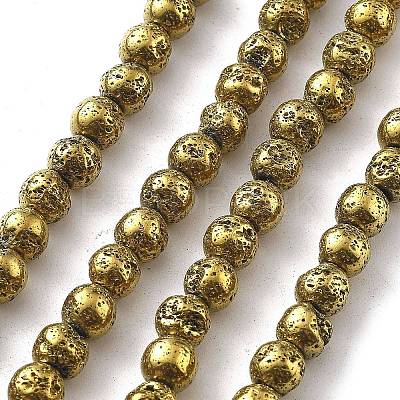 Electroplated Natural Lava Rock Beads Strands G-A251-B01-01D-1