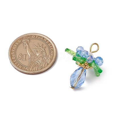 Glass with Round Shell Pearl and Acrylic Charms Pendants PALLOY-MZ00647-03-1
