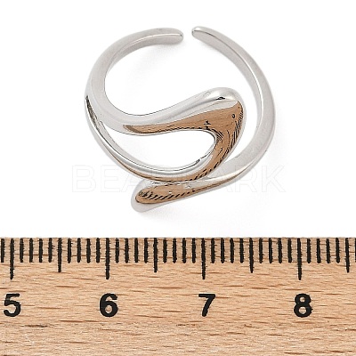 Hollow Triangle Brass Open Cuff Rings for Women RJEW-G343-13P-1