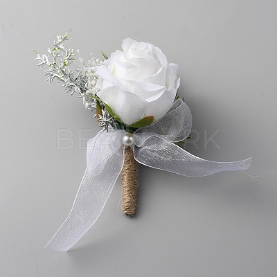 Silk Cloth Imitation Peony Boutonniere AJEW-WH0401-30-1