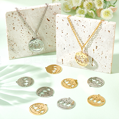 12Pcs 2 Colors 201 Stainless Steel Pendants STAS-DC0011-01-1