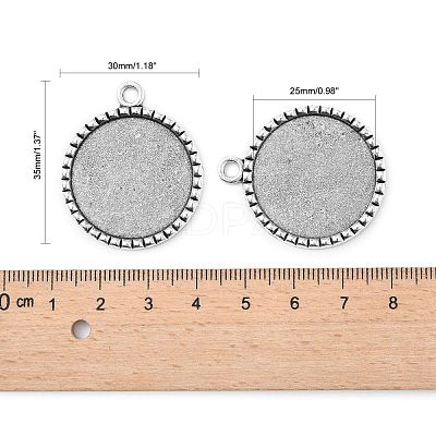 Tibetan Style Antique Silver Alloy Flat Round Pendant Cabochon Settings TIBEP-M022-38AS-1