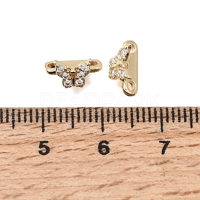 Brass Micro Pave Clear Cubic Zirconia 2-Loop Butterfly Spacer Bars KK-C258-14LG-1