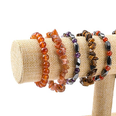 Linen T-Bar Bracelet Display Stands X-BDIS-WH0003-04B-1