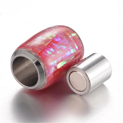 304 Stainless Steel Enamel Magnetic Clasps with Glue-in Ends STAS-P096-M-1