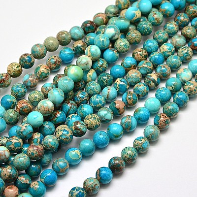 Natural Imperial Jasper Round Bead Strands G-I103-6mm-03-1