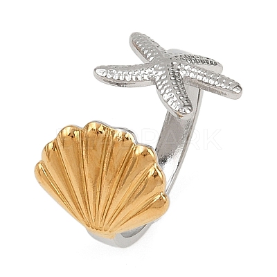 Adjustable 304 Stainless Steel Cuff Rings for Women RJEW-B135-01GP-06-1