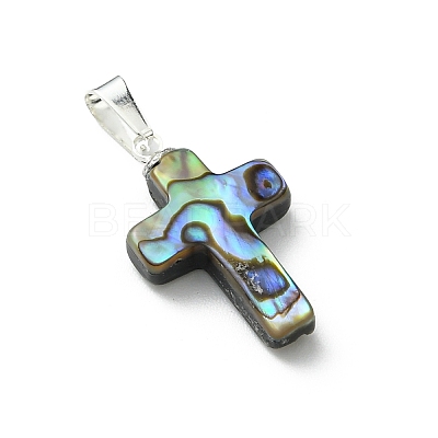 Natural Abalone Shell/Paua Shell Pendants PALLOY-JF05394-1