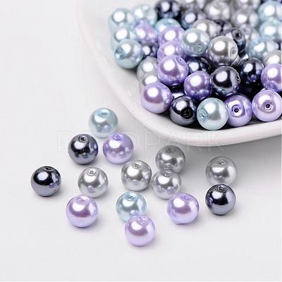 Silver-Grey Mix Pearlized Glass Pearl Beads HY-X006-8mm-13-1