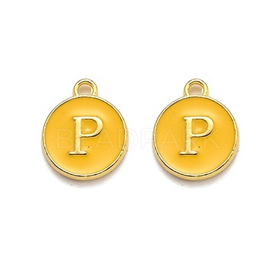 Golden Plated Alloy Enamel Charms ENAM-Q437-13P-1