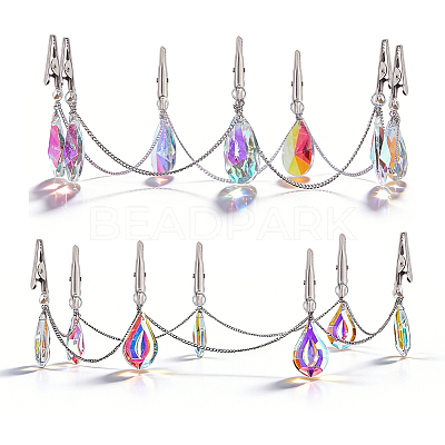 2Pcs Glass & Iron Hat Clip for Travel HJEW-FH00317-1