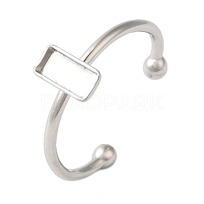 Non-Tarnish 304 Stainless Steel Open Cuff Ring Components X-STAS-I306-02P-1