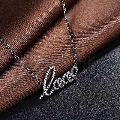 Fashion Brass Micro Pave Cubic Zirconia Pendant Necklaces NJEW-BB34104-1