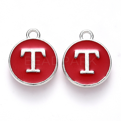 Platinum Plated Alloy Enamel Charms X-ENAM-S118-03T-P-1