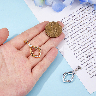 2Pcs 2 Colors Brass Pendants Cabochon Settings FIND-HS0001-14-1