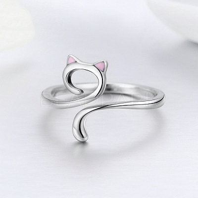 Adjustable 925 Sterling Silver Enamel Finger Cuff Rings RJEW-FF0007-19AS-1