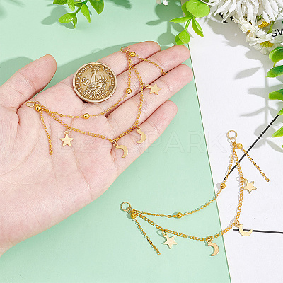 50Pcs Star & Moon Stainless Steel Charms Shoe Chain AJEW-PH01579-1
