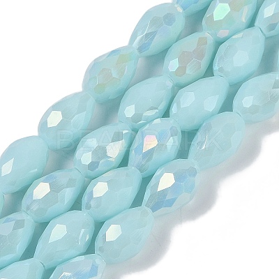 Opaque Solid Color Electroplate Glass Beads Strands EGLA-N013-P10mm-B11-1