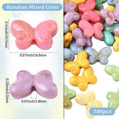 300Pcs Acrylic Beads SACR-PA0001-15-1