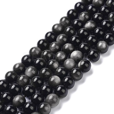 Natural Silver Obsidian Beads Strands G-D083-01B-1