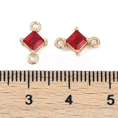 Brass Pave Glass Rhombus Links Connector Charms X1-GLAA-Q088-001J-1