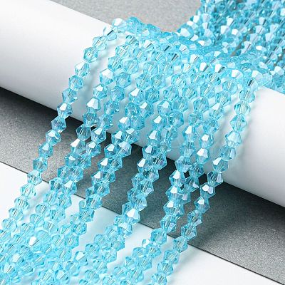 Transparent Electroplate Glass Beads Strands GLAA-F029-2mm-C20-1