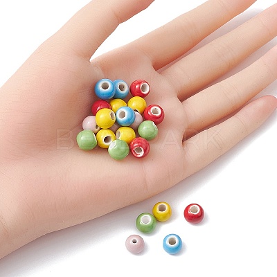 30Pcs 5 Colors Handmade Porcelain Beads PORC-YW0001-03-1