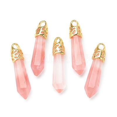 Bullet Cherry Quartz Glass Pointed Pendants G-E332-C30-G-1