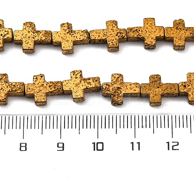 Electroplated Natural Lava Rock Beads Strands G-A256-A01-01B-1