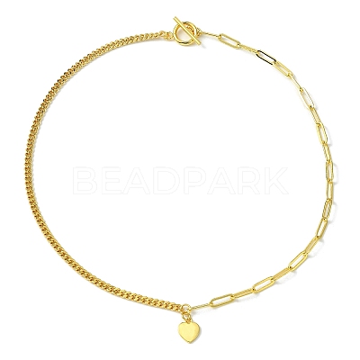 Brass Pendant Necklaces with Curb & Paperclip Chains NJEW-JN04608-01-1