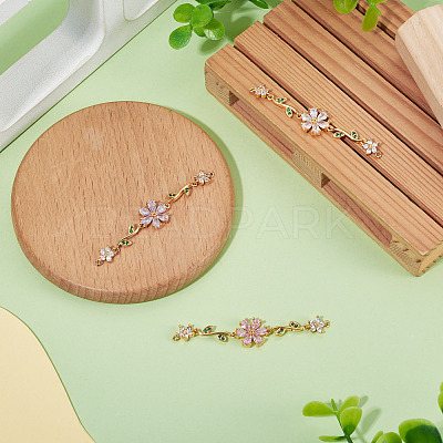 3Pcs 3 Colors Brass Pave Cubic Zirconia Connector Charms KK-TA0008-71G-1